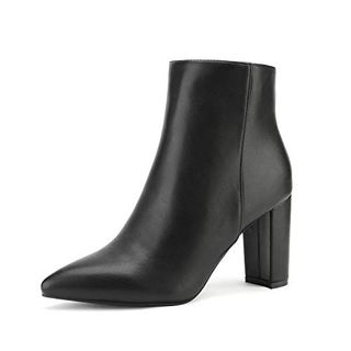 Dream Pairs Women's Chunky Heel Ankle Booties Pointed Toe Short Boots,size 7,black/pu-1,sianna-1