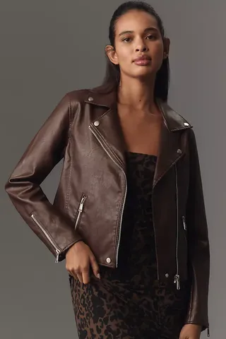 By Anthropologie Faux-Leather Moto Jacket