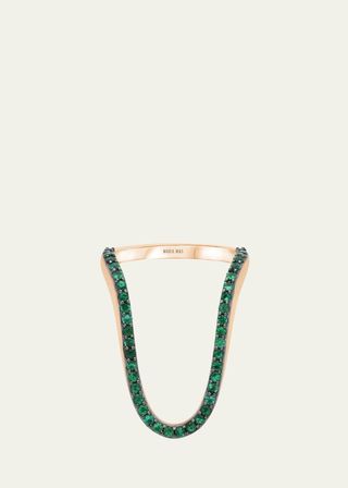 18k Rose Gold Half Pave Emerald Radiant Ring