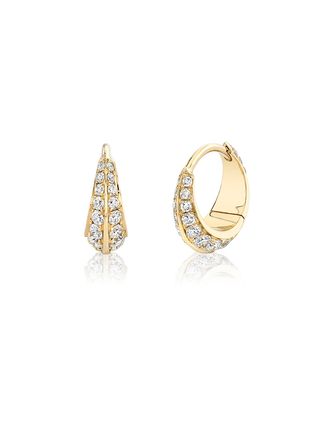 Lizzie Mandler Fine Jewelry, Small Crescent Hoops With Double Sided Pave