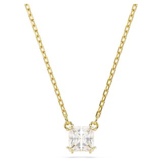 Stilla Attract Pendant, Square Cut, White, Gold-Tone Plated