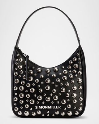 Snap Studded Zip Shoulder Bag