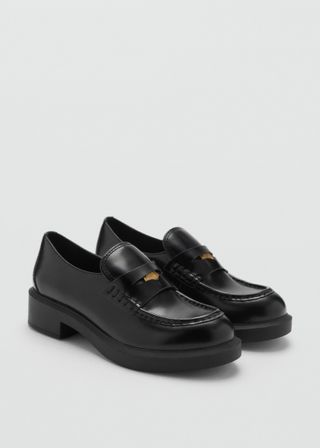 100% Leather Loafers With Metallic Detail - Women | Mango Usa