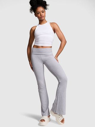 All-Day Cotton Foldover Flare Leggings