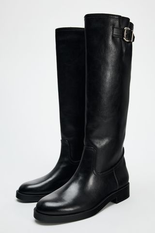 Buckle Knee-High Boots