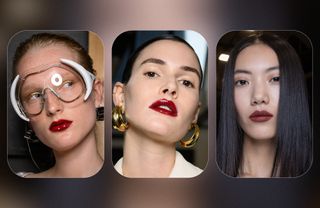 Siren lips beauty looks at Ferrari, Elisabetta Franchi, and Versace during S/S 25 Fashion Month