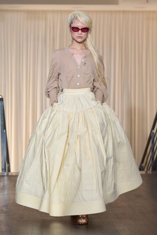 taffeta yellow skirt at vivienne westwood at paris fashion week spring summer 2025