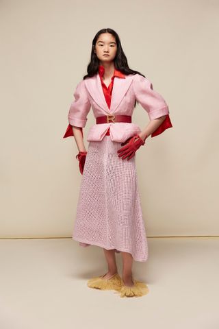 pink jacket and skirt from Rochas at paris fashion week spring summer 2025