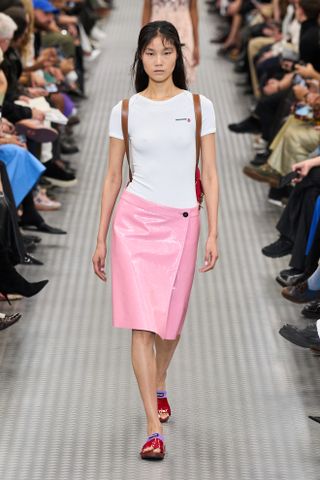 Miu Miu spring summer 2025 runway pink skirt