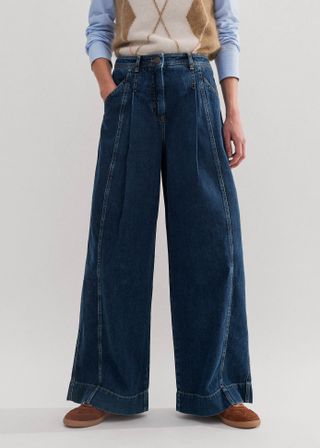 Soft Denim Pleated Pant