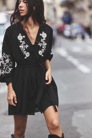 Embroidered Mini Dress