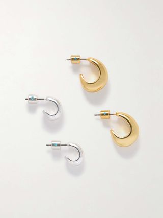 Level Up Set of Two Gold and Silver-Tone Hoop Earrings