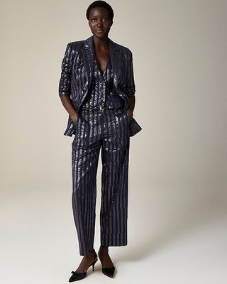 Christopher John Rogers X J.crew Wide-Leg Pant in Striped Jacquard