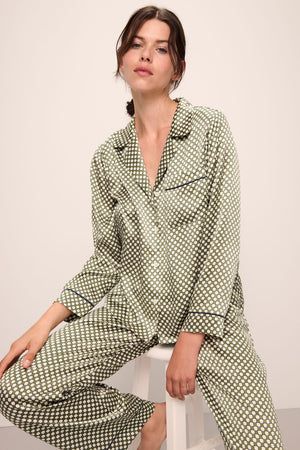 Inez Washable Silk Printed Long Pj Set