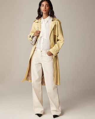 Relaxed Trench Coat in Lightweight Shiny Nylon