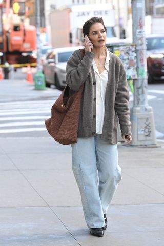 Katie Holmes wore a Dune handbag.