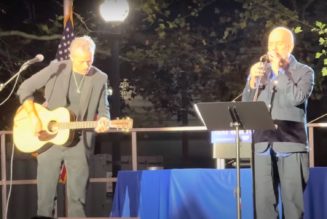 Michael Stipe and Jason Isbell perform R.E.M. songs at Kamala Harris rally