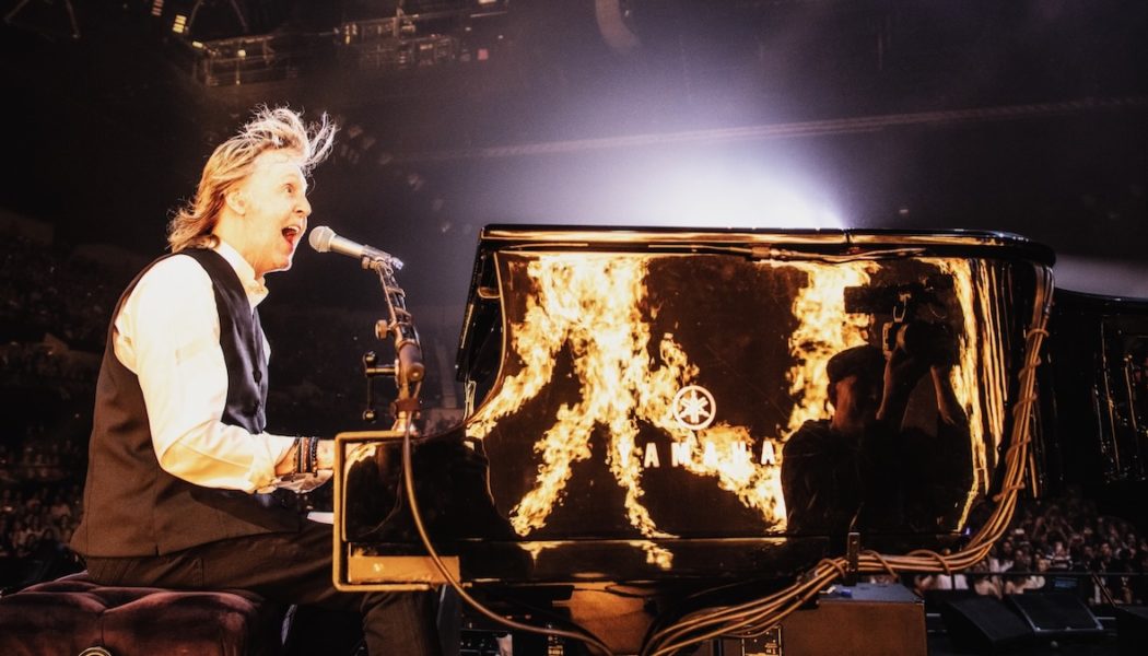 Paul McCartney kicks off 2024 tour with 37-song set, live debut of "Now and Then"