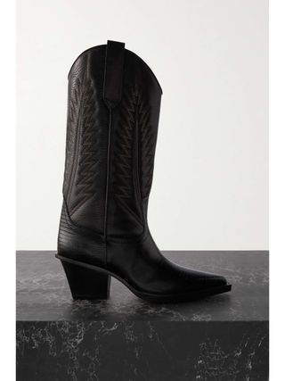 Rosario Embroidered Textured and Croc-Effect Leather Cowboy Boots