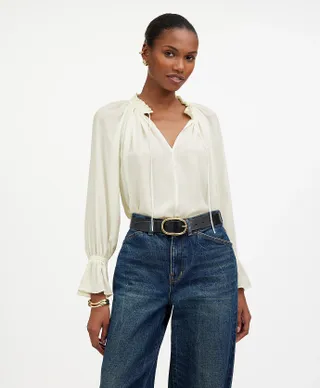 Madewell, Long-Sleeve Tie-Neck Top