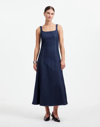 Alexa Chung for Madewell, Denim Tank Midi Dress in Pellson Wash