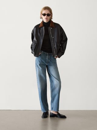 Nappa Leather Jacket With Corduroy Collar