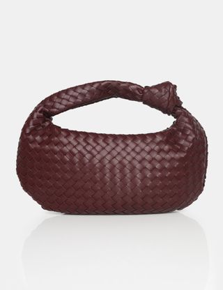 The Blame Burgundy Woven Pu Knot Detail Mini Grab Bag