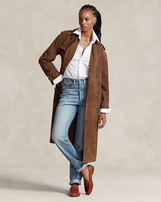 Ralph Lauren Lambskin Suede Trench Coat