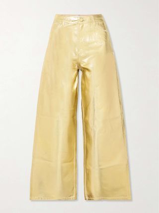 Metallic High-Rise Wide-Leg Organic Jeans