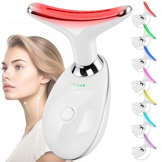 Facial Massager for Face and Neck, Face Culpting Wand With 7 Color, Red-Light-Therapy-For-Face and Neck Tool for Skin Care (white)