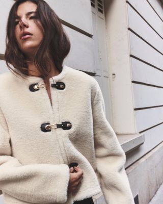 Zara, Faux Shearling Toggle Jacket