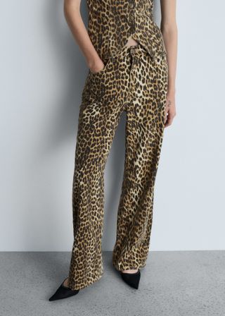 Mango Leo High-Rise Straight-Fit Leopard-Print Jeans