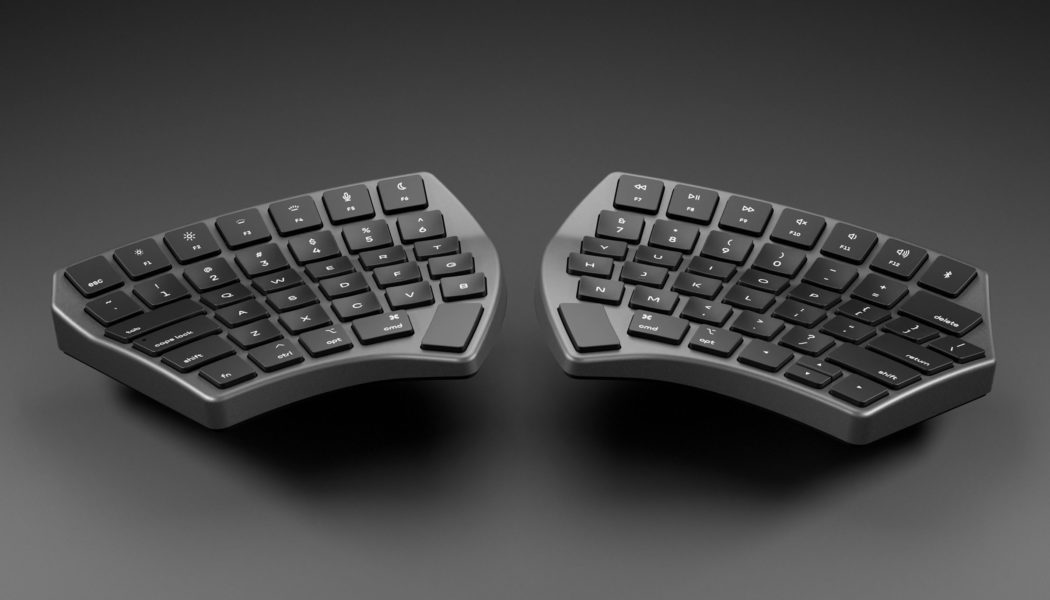 The Nuio Flow split ergonomic keyboard uses magnets to help you find your ideal layout