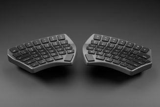 The Nuio Flow split ergonomic keyboard uses magnets to help you find your ideal layout