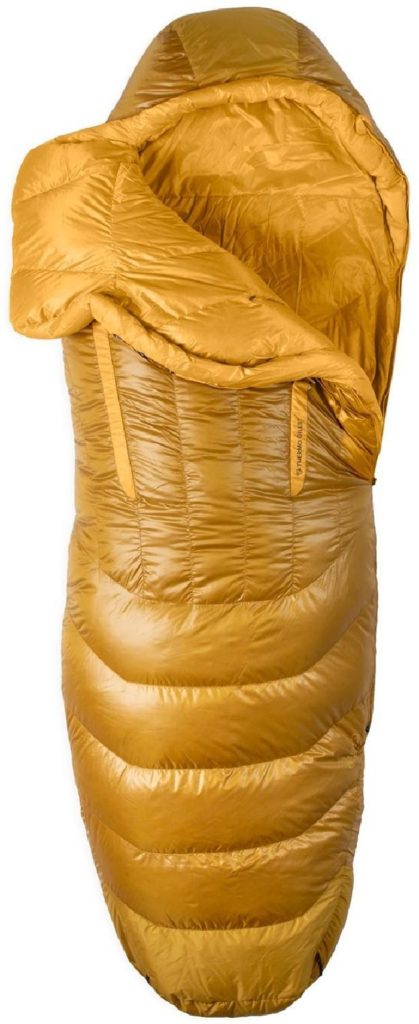 A caramel coloured sleeping bag available in the REI winter sale