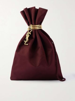 Embellished Satin Bucket Bag