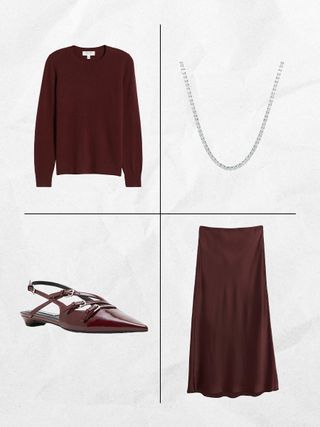 burgundy outfit