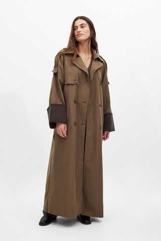 Camille Charriere x NA-KD, Oversized Corduroy Detail Trenchcoat