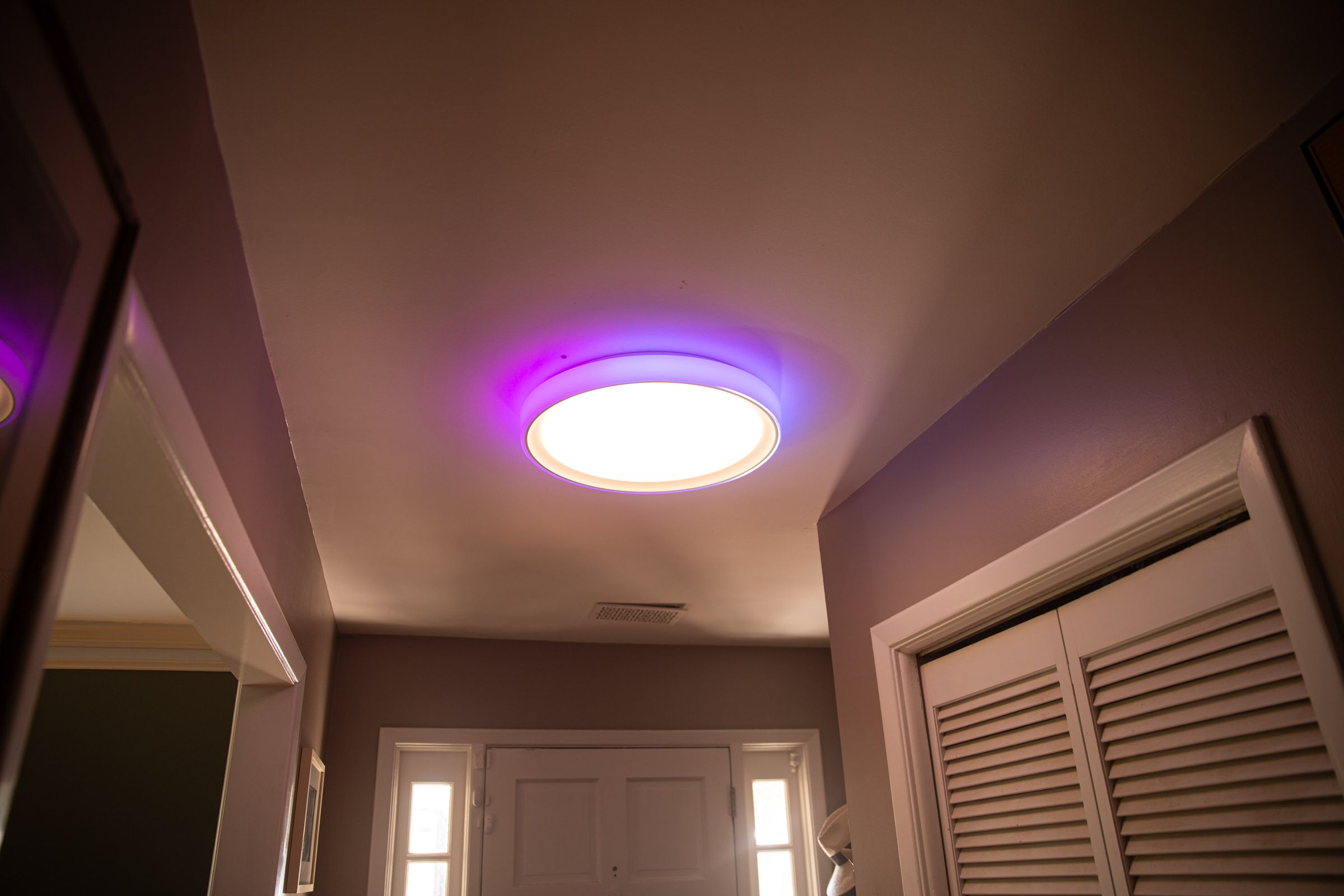 The Aqara T1M Ceiling Light has two individually controllable lights, one tunable white and the other full color.