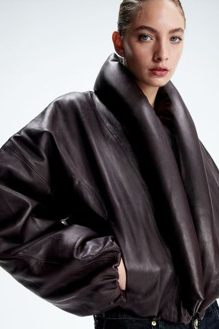 Leather Jacket With Shawl Collar