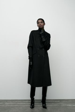 Wool Double-Breasted Oversize Coat