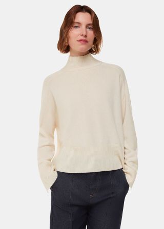 Ivory Cashmere Funnel Neck