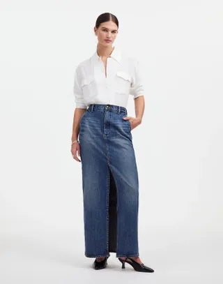 Madewell, Alexa Chung for Madewell Denim Maxi Skirt in Croswell Wash