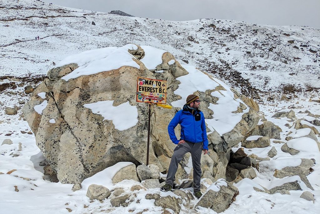 This way to everest base camp sign near base camp