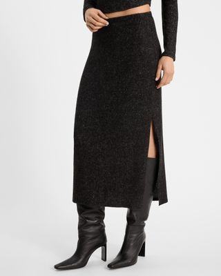 Express, High Waisted Cozy Knit Midi Skirt