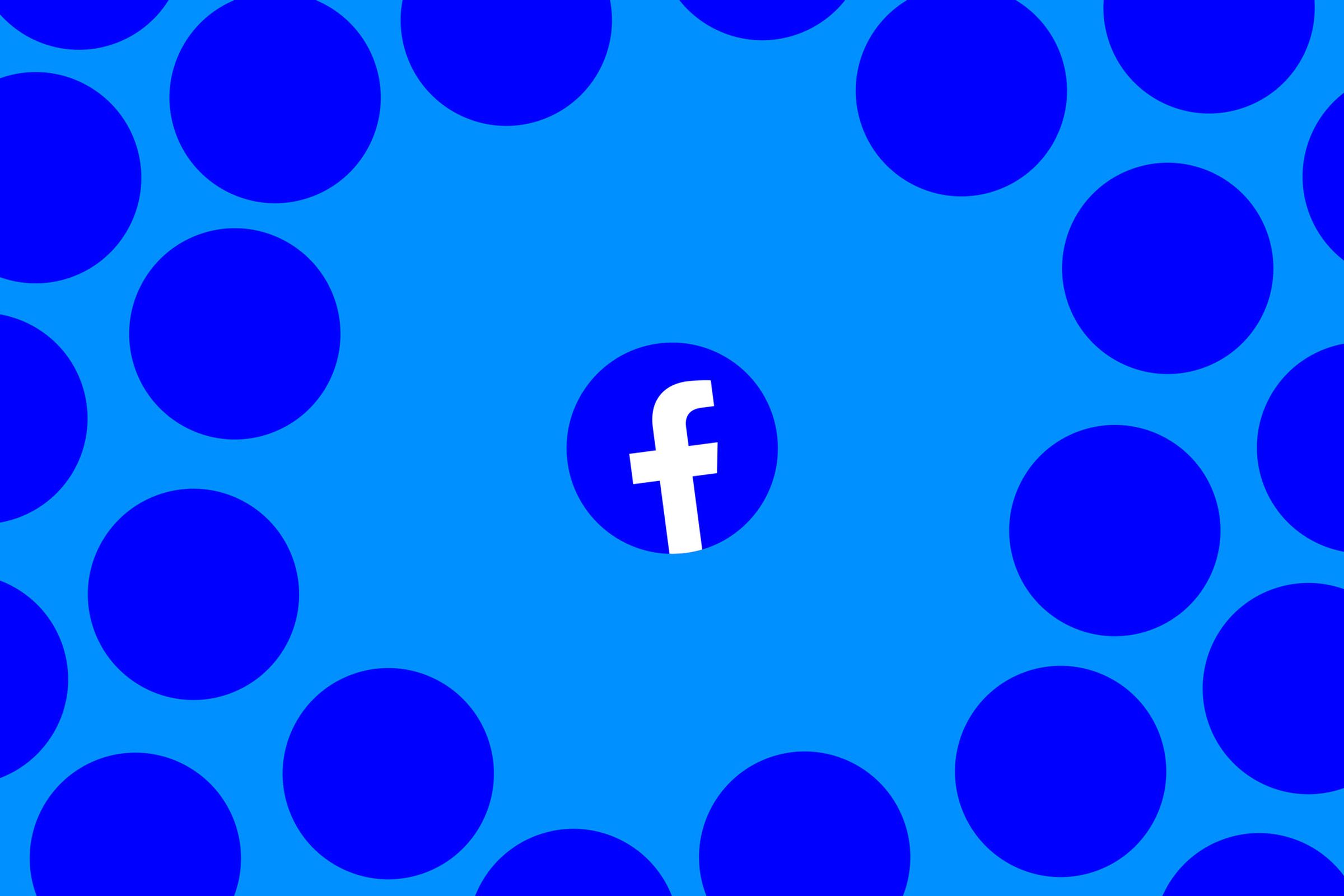 An image showing the Facebook logo surrounded by blue circles