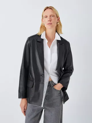 John Lewis Leather Blazer, Black