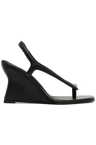 Black Valentina Wedge Heeled Sandals