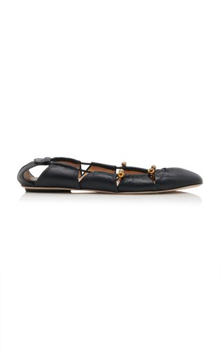 Luna Embellished Cutout Leather Flats