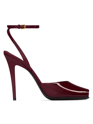 Saint Laurent, La Scandale Sandals in Patent Leather